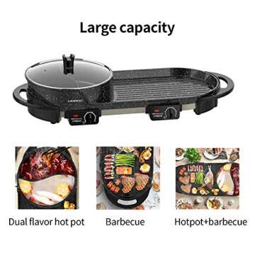 Liven Electric Grill With Hot Pot SK-J6860 Multifunctional, Indoor Teppanyaki Grill/Korean BBQ/Shabu...
