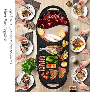 Liven Electric Grill With Hot Pot SK-J6860 Multifunctional, Indoor Teppanyaki Grill/Korean BBQ/Shabu Shabu Hot Pot, 3.6L Capacity for 2-10 People