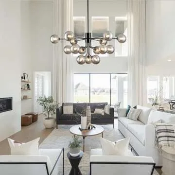 Elegant 15-Light Sputnik Chandelier with Smoke Glass Globes