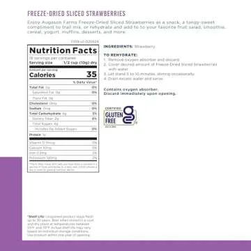 Augason Farms Freeze Dried Sliced Strawberries - Keto Friendly