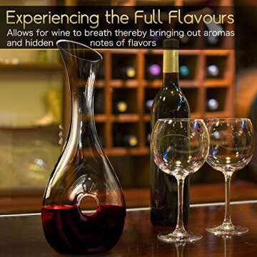 NUTRIUPS Wine Decanter Hand Blown Lead-Free Crystal Wine Decanter Classic Pierced Designed Wine Decanter Luxury Wine Decanters and Carafes