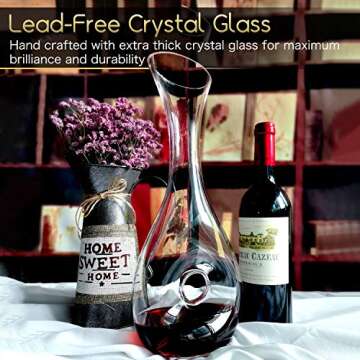 NUTRIUPS Wine Decanter Hand Blown Lead-Free Crystal Wine Decanter Classic Pierced Designed Wine Decanter Luxury Wine Decanters and Carafes