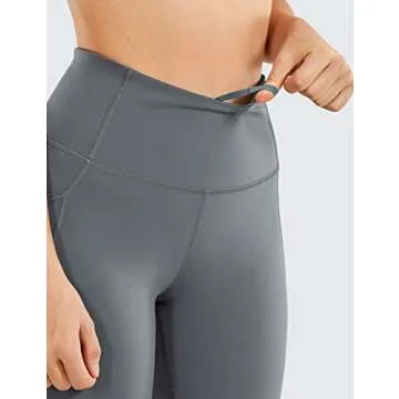 CRZ YOGA Women's Naked Feeling Workout Leggings 28 Inches - High Waisted with Pockets Tummy Control Leggings Dark Carbon Small