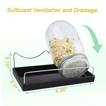 Haswe Seed Sprouting Jar Kit (JARS NOT INCLUDED) - 4 Stainless Steel Screen Sprout Lids，1 Melamine Tray, Stand and Canning Brush for Wide Mouth Mason Jar | Growing Broccoli, Alfalfa, Mung Bean