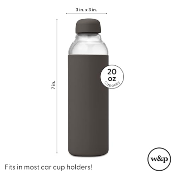 W&P Porter Glass Water Bottle with Silicone Sleeve - 20oz