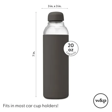 W&P Porter Glass Water Bottle with Silicone Sleeve - 20oz