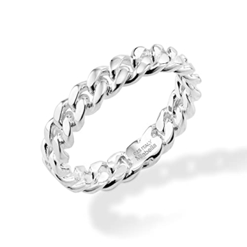 Miabella 925 Sterling Silver Italian 4mm Cuban Link Band Ring for Women Made in Italy (Size 6)