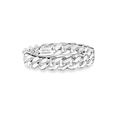 Miabella 925 Sterling Silver Cuban Link Band Ring for Women