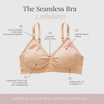 Motherhood Maternity Women's Maternity Seamless Clip Down Nursing Bra, Black, 1X