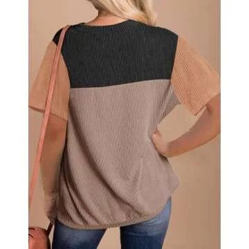 Zeagoo Womens Summer Tops to Wear with Leggings T Shirts Women Short Sleeve Tunic Tops Round Neck Blouse Womens Casual Loose Shirts Black S