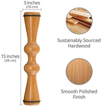Body Back Wood Back Roller, Spine Stretcher & Aligner, Ma Roller, Back Cracker for Back Pain Relief and Muscle Recovery, Manual Back Massager, Wood Therapy Massage Tool (15 inch)