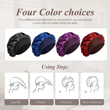 SWEET VIEW 4 Pcs Silk Satin Bonnet Set for Hair Care