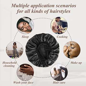 SWEET VIEW 4 Pcs Silk Satin Bonnet Set for Hair Care