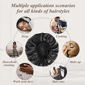 SWEET VIEW 4 Pcs Silk Satin Bonnet Set for Hair Care