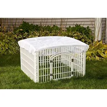 IRIS USA Dog Playpen Mesh Top, 46" x 46" Top Cover for IRIS USA 4-Panel Pet Playpen with Metal Lock (CI-604), Washable, Durable, Nylon Mesh Material, Playpen Not Included, White