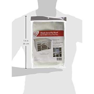 IRIS USA Dog Playpen Mesh Top, 46" x 46" Top Cover for IRIS USA 4-Panel Pet Playpen with Metal Lock (CI-604), Washable, Durable, Nylon Mesh Material, Playpen Not Included, White