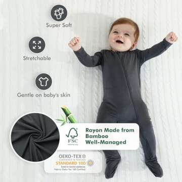 HAPIU Rayon from Bamboo Baby Footed Pajamas, 2 Way Zipper YKK, Footie for Baby Boy Girls, Newborn-24...