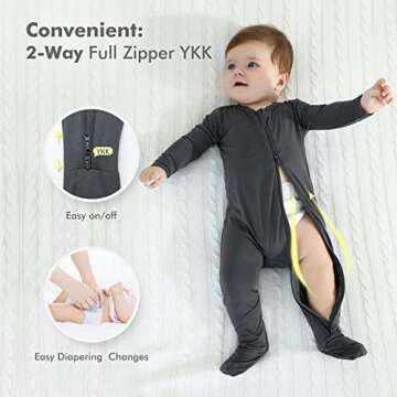 HAPIU Bamboo Baby Footed Pajamas, 2-Pack (0-24 Months)