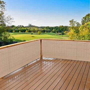Alion Home© Elegant Privacy Screen for Backyard Deck, Patio, Balcony, Fence, Pool, Porch, Railing. Banha Beige (3' x 24')