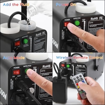 LURT Mini Fog Machine with Wireless Remote Control 500W