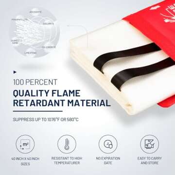 Hoapavi 2-Pack Emergency Fire Blanket for Home & Kitchen, 40” x 40" Flame-Resistant Blankets Suitable for Camping, Barbecue, Picnic, Car, Fireplace & Warehouse Emergency Survival Safety Blankets.