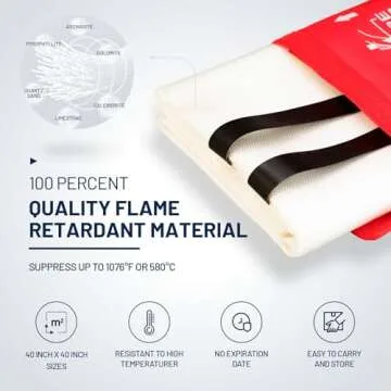 Hoapavi 2-Pack Emergency Fire Blanket for Home & Kitchen, 40” x 40" Flame-Resistant Blankets Suitable for Camping, Barbecue, Picnic, Car, Fireplace & Warehouse Emergency Survival Safety Blankets.