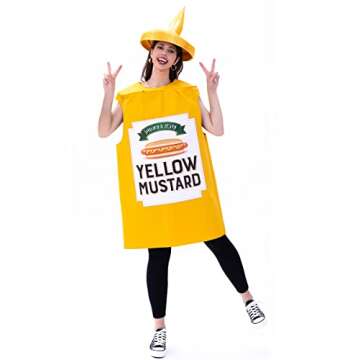 Seasons Mustard Costume Ketchup Cosplay Halloween Costume for Adult One Size (Yellow Mustard)