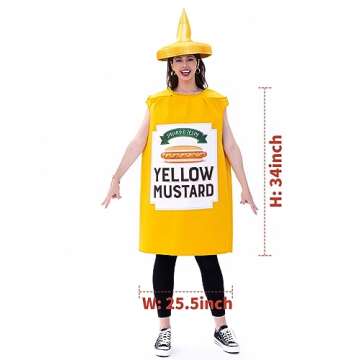 Seasons Mustard Costume Ketchup Cosplay Halloween Costume for Adult One Size (Yellow Mustard)