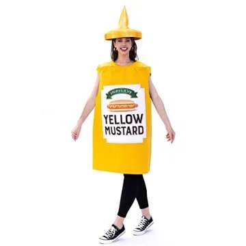 Seasons Mustard Costume Ketchup Cosplay Halloween Costume for Adult One Size (Yellow Mustard)