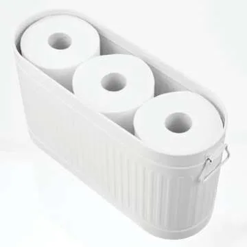 mDesign Large Steel Free Standing Toilet Paper Organizer, 6-Roll Tissue Storage Holder Container Bin for Bathroom Floor, Fits Under Sink, Vanity, Shelf, In Cabinet, or Corner, Oscar Collection - White
