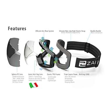 ZABERT Womens Ski Snow Snowboard Goggles for Women Youth, Over Glasses OTG Anti-fog for Skiing Snowboarding Snowmobile,Pink Rose Red