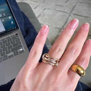 MQV Two Tone Link Connected Rings Interlocking Ring Gold Silver Statement Ring Maximalist Stacking Ring for women men lovers (6)