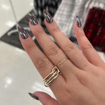 MQV Two Tone Link Connected Rings Interlocking Ring Gold Silver Statement Ring Maximalist Stacking Ring for women men lovers (6)