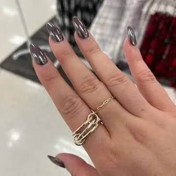 MQV Two Tone Link Connected Rings Interlocking Ring Gold Silver Statement Ring Maximalist Stacking Ring for women men lovers (6)