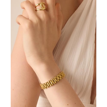 PAVOI Gold Plated Chunky Bracelet for Women | 14K Waterproof Design
