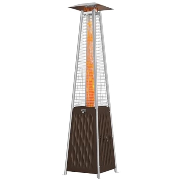 EAST OAK Pyramid Patio Heater, 48,000 BTU Outdoor Patio Heater, Quartz Glass Tube Propane Heater, Tr...