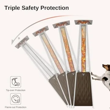 EAST OAK Pyramid Patio Heater, 48,000 BTU Outdoor Patio Heater, Quartz Glass Tube Propane Heater, Triple Protection System, With Wheels, Outdoor Heater for Commercial & Residential, Brown