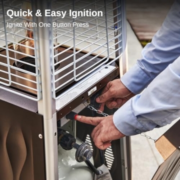 EAST OAK Pyramid Patio Heater, 48,000 BTU Outdoor Patio Heater, Quartz Glass Tube Propane Heater, Triple Protection System, With Wheels, Outdoor Heater for Commercial & Residential, Brown