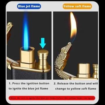 Laicengo Jet Torch Lighter, Cool Crocodile Lighter, Soft/Jet Flame Switchable Lighter, Metal Pípe Lighter with Adjustable Flame Dial, Butane Refillable for Men/Husband (Fuel not Included)