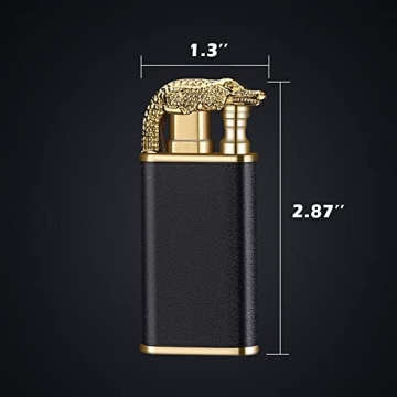 Laicengo Jet Torch Lighter, Cool Crocodile Lighter, Soft/Jet Flame Switchable Lighter, Metal Pípe Lighter with Adjustable Flame Dial, Butane Refillable for Men/Husband (Fuel not Included)
