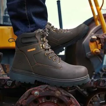 Durable NINGO Steel Toe Work Boots for Men - Waterproof & Comfortable