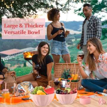 Ziliny 4 Pcs Mixing Bowls with Lids Plastic Nesting Bowls Set with Stainless Steel Colander 8 Pcs Measuring Cups and Spoons Set and Foldable Kitchen Funnel for Kitchen Cooking Accessories (Pink)