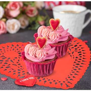 Gift Boutique 120 Count Heart Doilies 8" Red Pink and White Paper Lace Doilies Crafts