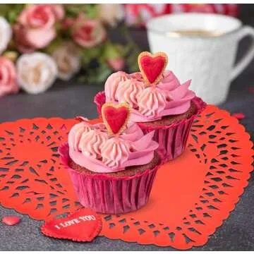 Gift Boutique 120 Count Heart Doilies 8" Red Pink and White Paper Lace Doilies Crafts