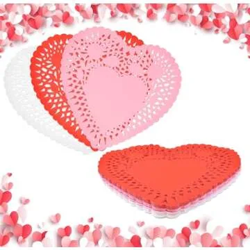 Gift Boutique 120 Count Heart Doilies 8" Red Pink and White Paper Lace Doilies Crafts