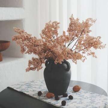 Chagoart Handmade Black Ceramic Vase for Home Decor-9.6" Rustic Vase-Big Concrete Stone Pottery Deco...