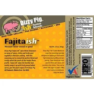 Dizzy Pig ish Fusion Fajita-ish Mexican Seasoning (8oz Shaker) - Seasons 30+lbs of Food - Hand Made in the USA - MSG Free, Gluten Free