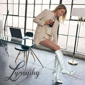 Lyrisiphy Knee High Boots for Women - Fashion Stiletto Heels with Zipper