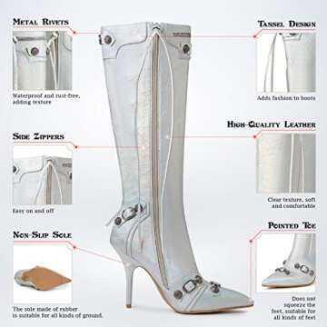 Lyrisiphy Women's Knee High Boots - Pointed Toe Style