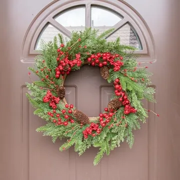 JINGHONG Christmas Wreath - 22 Inch Holiday Beauty